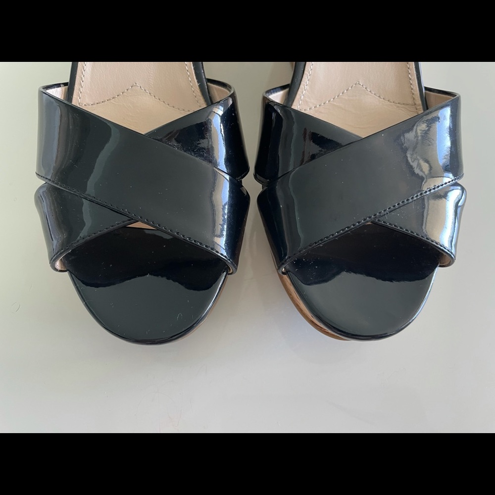 Prada Patent Leather Cork Wedge Sandals Sz.37.5 - image 2
